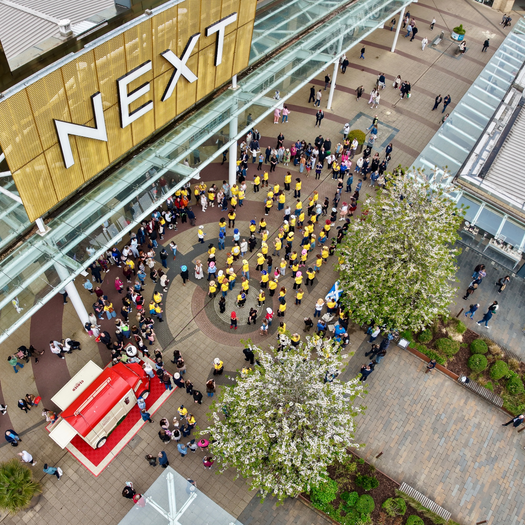 Aerial event coverage at shopping centre