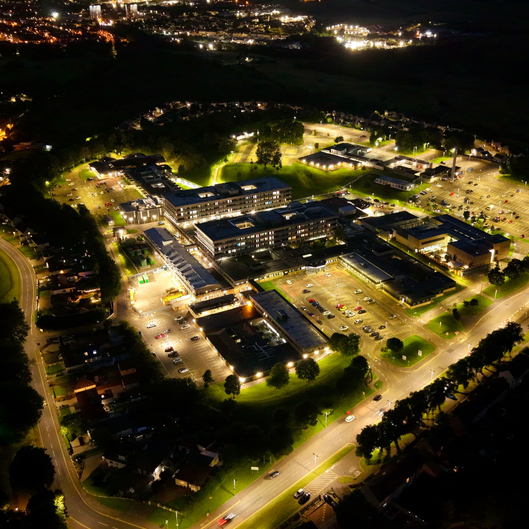 Aerial night drone shot